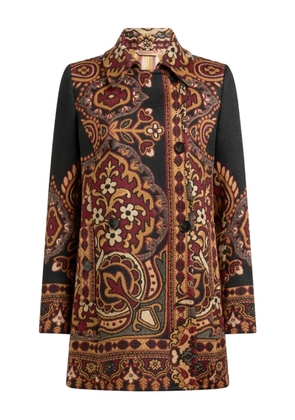 ETRO double-breasted floral jacquard coat - Black