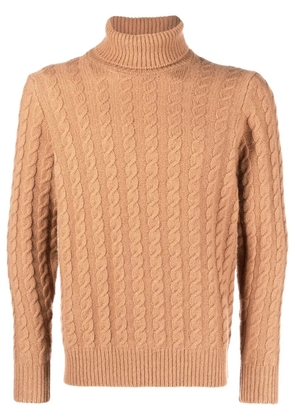 Zanone cable-knit roll-neck jumper - Brown