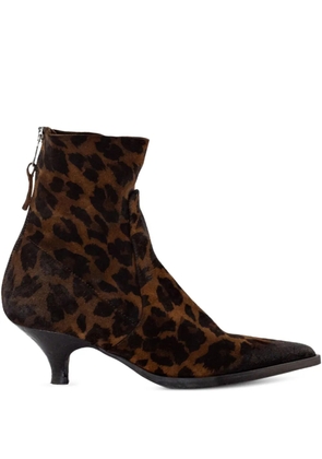 Elena Iachi 50mm Elena leopard-print boots - Brown