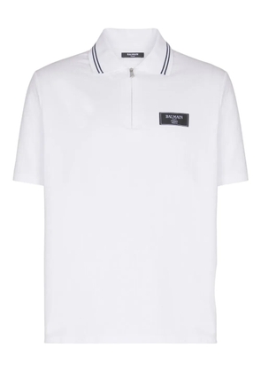 Balmain monogram-pattern polo shirt - White