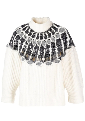 Fabiana Filippi open knit-detail long-sleeve jumper - Neutrals