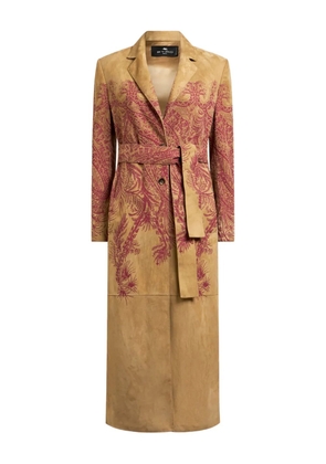ETRO paisley-print leather coat - Brown