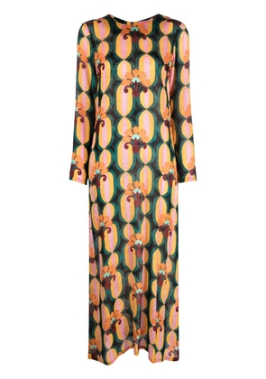 La DoubleJ Swing geometric-print midi dress - Blue