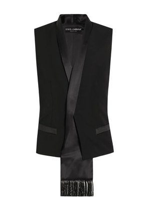 Dolce & Gabbana satin-lapel sleeveless vest - Black