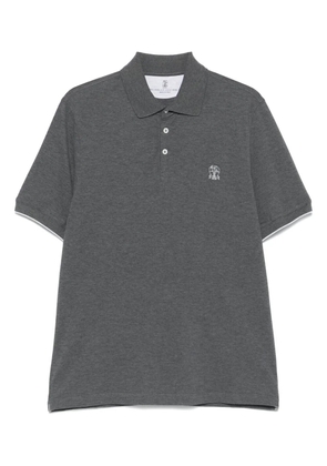 Brunello Cucinelli logo-embroidered polo shirt - Grey