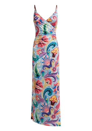 ETRO long floral-print dress - Blue