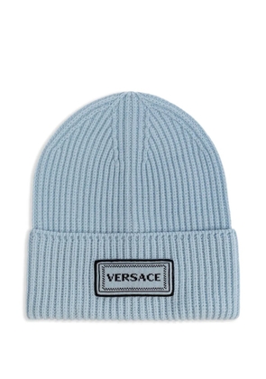Versace logo-patch beanie - Blue