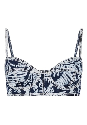 DSQUARED2 dark flower rebel hibiscus bra - Blue