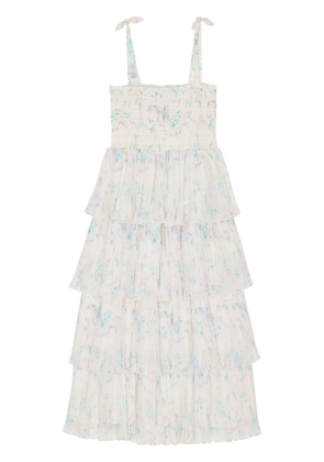 GANNI ruffled midi dress - White