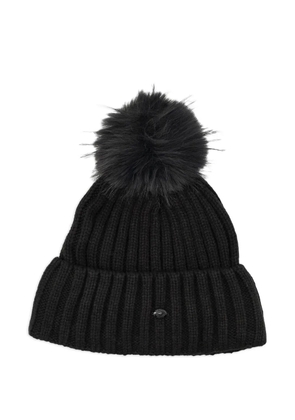 Goldbergh pompom ribbed beanie - Black