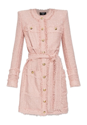 Balmain sequin-embellished tweed mini dress - Pink