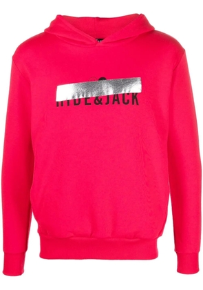 Hide&Jack taped-logo cotton hoodie - Red