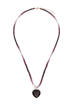 JIA JIA 14kt yellow gold Heart-pendant ruby and smoky quartz necklace - Red