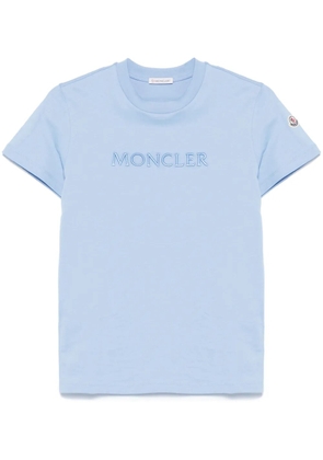 Moncler logo-embroidered cotton T-shirt - Blue