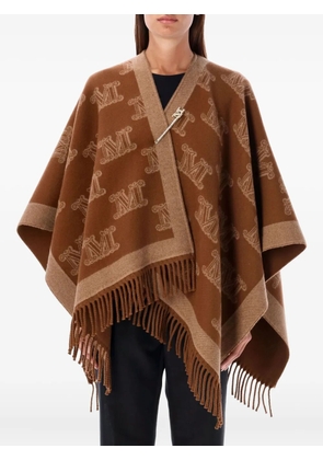 Max Mara monogram fringed poncho - Brown