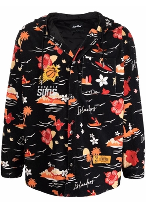 Just Don graphic-print hooded jacket - Black