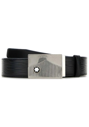 Montblanc logo-plaque leather belt - Black