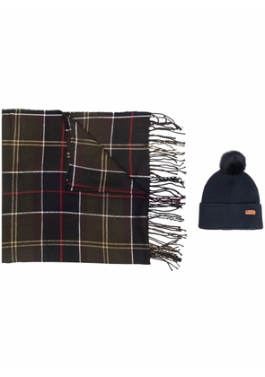 Barbour tartan scarf and hat set - Blue