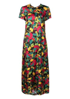 La DoubleJ Swing floral-print silk midi dress - Green