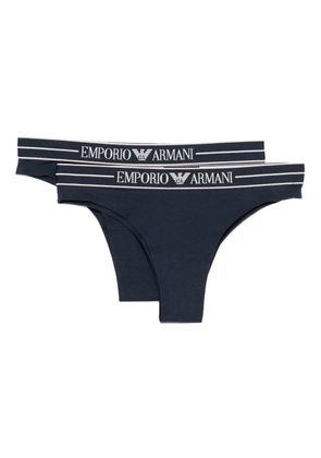 Emporio Armani logo waistband thong - Blue