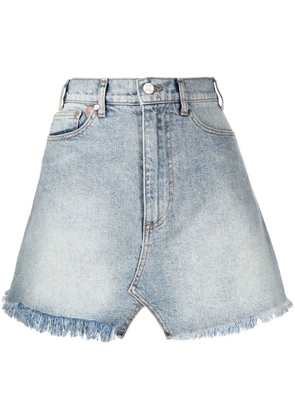 Natasha Zinko frayed-hem denim mini skirt - Blue
