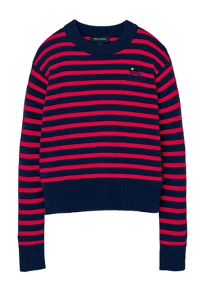 Marc Jacobs striped-pattern flower-embellished sweater - Red