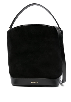 SANDRO suede-leather bucket bag - Black