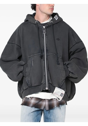 Maison MIHARA YASUHIRO frayed zip-up hoodie - Black