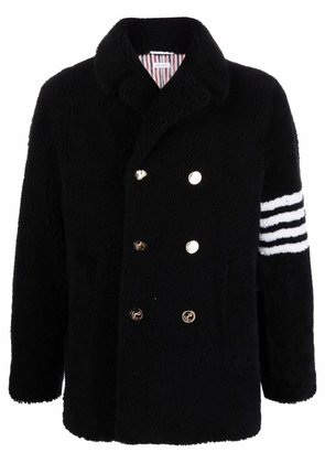 Thom Browne 4-Bar stripe shearling peacoat - Blue