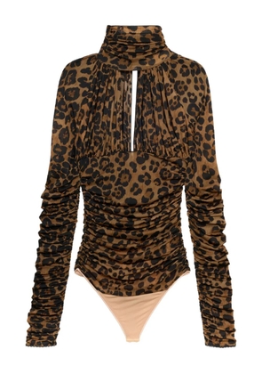 Blumarine leopard-print ruched bodysuit - Brown