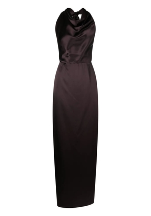 VOZ convertible halterneck satin maxi dress - Brown