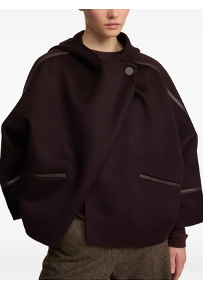 Yves Salomon hooded leather-trimmed jacket - Red