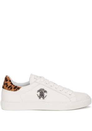 Roberto Cavalli leopard-print panel sneakers - White