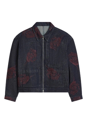 DRIES VAN NOTEN floral-embroidered denim jacket - Blue
