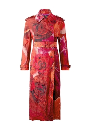 Roberto Cavalli rose-print trench coat - Red