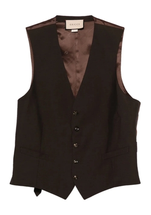 Gucci button-fastening wool -blend waistcoat - Brown