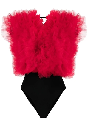 Alchemy x Lia Aram ruffled-trim sleeveless bodysuit - Red
