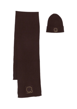 Karl Lagerfeld ribbed beanie scarf - Brown