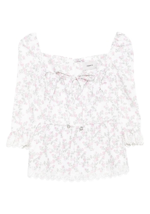 Coperni floral-print ruffled top - White