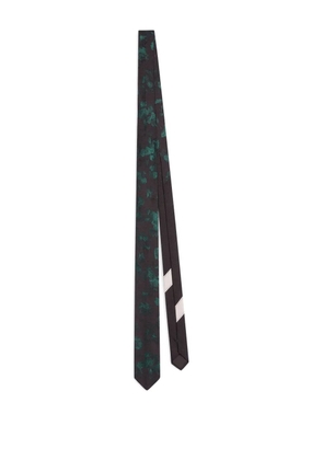 DRIES VAN NOTEN printed narrow silk tie - Brown