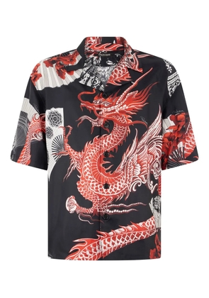 Roberto Cavalli dragon-print silk shirt - Black