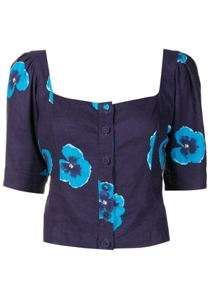 Isolda button-front floral-print blouse - Blue