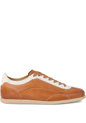 Brunello Cucinelli calfskin contrast-panel sneakers - Brown