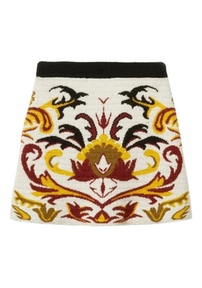 La DoubleJ floral-pattern knitted skirt - White