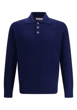 Brunello Cucinelli long-sleeve cashmere polo shirt - Blue