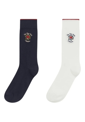 Drôle De Monsieur La Chaussette Slogan Rose embroidery socks - White