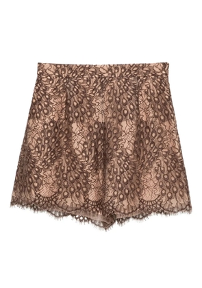SHIATZY CHEN Scape-of-Curve lace-print shorts - Brown