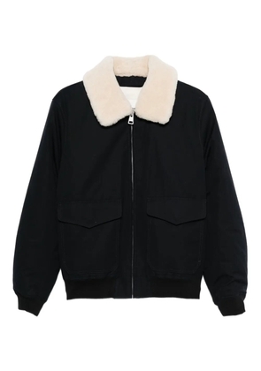 SANDRO shearling-collar zip-front jacket - Blue