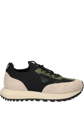 Emporio Armani knitted suede sneakers - Neutrals