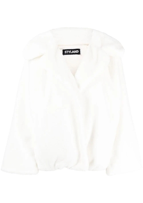 STYLAND faux-fur open-front coat - White